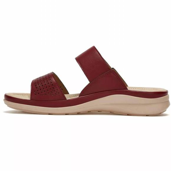 NEW ANDREA women's comfort padded footbed sandals in burgundy - Picture 2 of 4